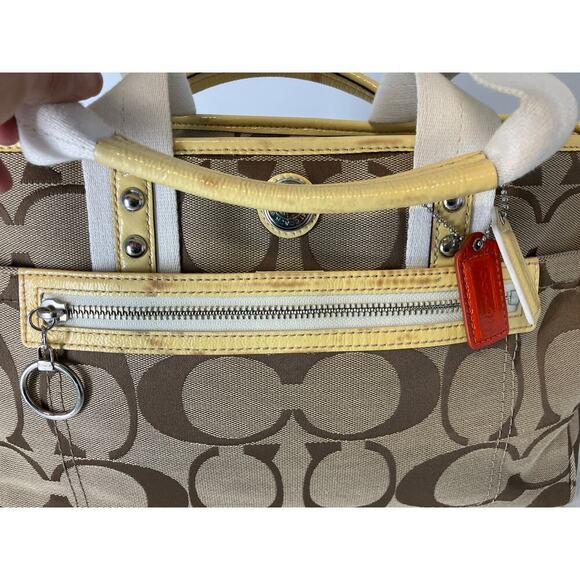 COACH F14878 LARGE SIGNATURE PRINT CANVAS SHOULDER BAG (ASIS) - Picture 2 of 16